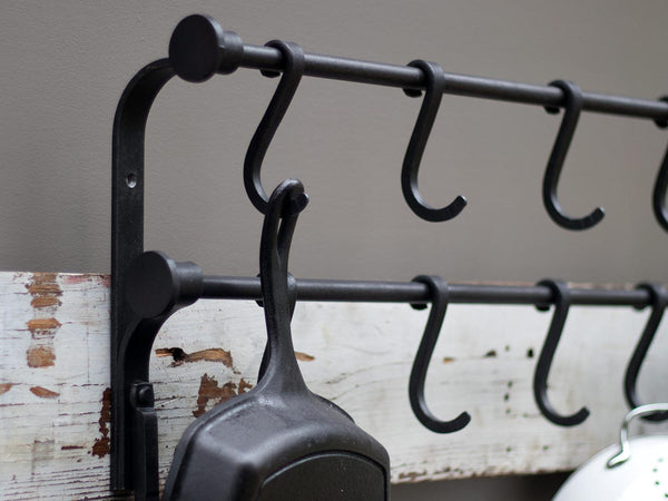 Hand Forged 36 Hammer Finish Pot Rack With Movable Hooks Sturdy Enough for Cast  Iron Display 